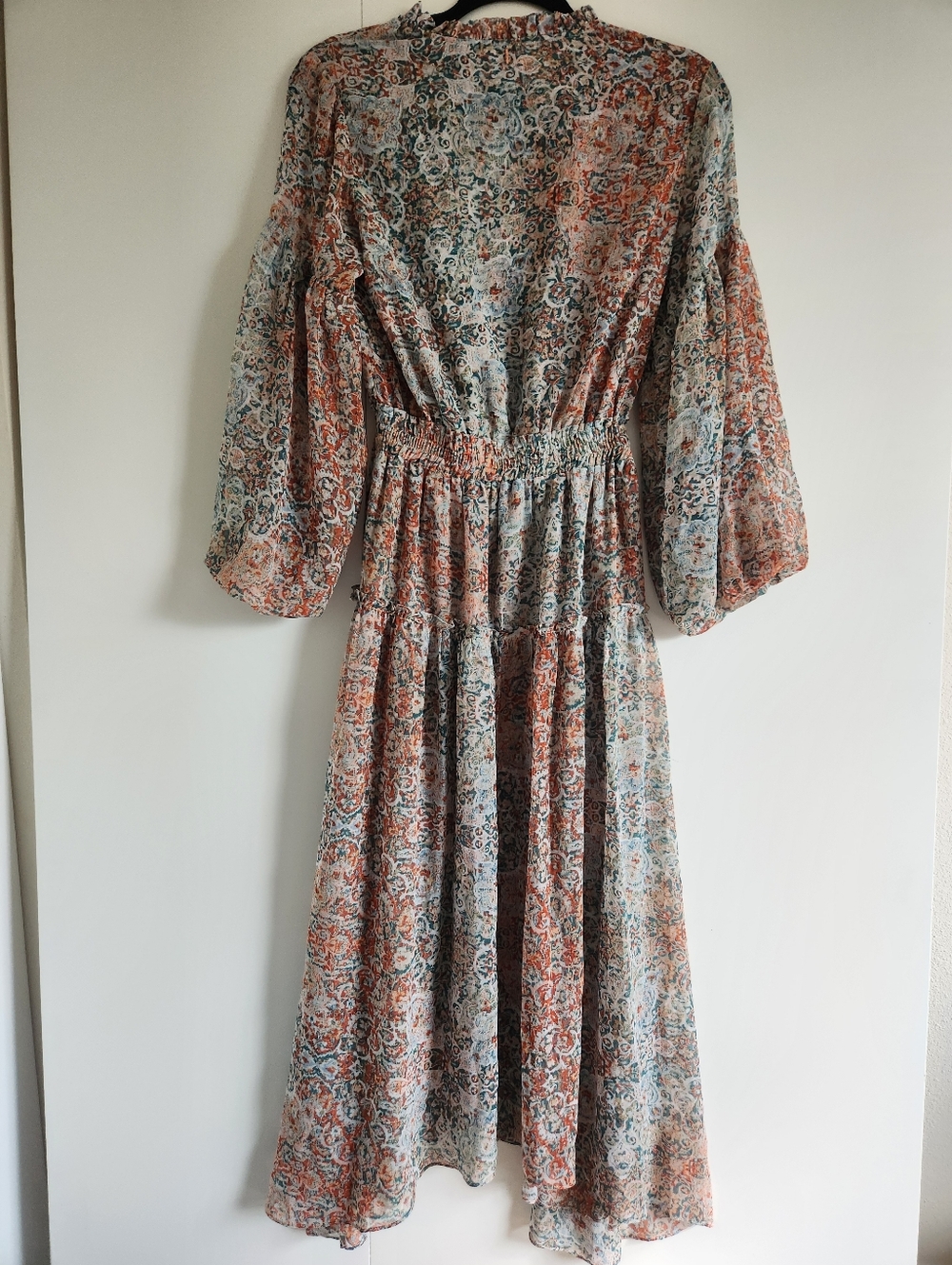 MISA Los Angeles Boho Maxi Dress Long Sleeve Smocked Waist NWT XS - Picture 7 of 11